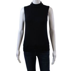 MAG Womens Textured Sleeveless Turtleneck knit Muscle Top Navy Size S